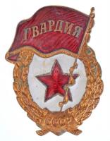 Szovjetunió ~1960-1970. Szovjet Gárda jelvény aranyozott, zománcozott fém jelvény csavaros hátlappal (2x) (48x36mm) T:1-,2 Soviet Union ~1960-1970. Badge of the Soviet Guards gilt, enamelled metal badge with screw back (2x) (48x36mm) C:AU,XF