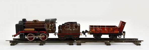 Régi Marklin  R890 mozdony szenes kocsival + egy vagon, 2 db sín, kulcs nélkül, nem kipróbált, h:18 ...