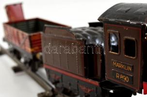 Régi Marklin  R890 mozdony szenes kocsival + egy vagon, 2 db sín, kulcs nélkül, nem kipróbált, h:18 ...