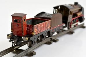 Régi Marklin  R890 mozdony szenes kocsival + egy vagon, 2 db sín, kulcs nélkül, nem kipróbált, h:18 ...