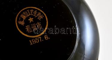 6 személyes lakkozott fa mokkás készlet, jó állapotban