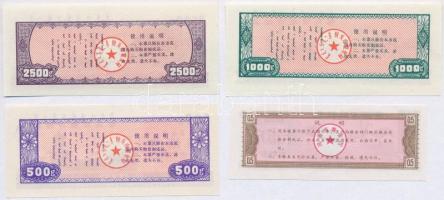 Kína ~1990. 4db klf rizsjegy(?) T:I,I-
China ~1990. 4pcs of diff rice coupons (?) C:UNC,AU