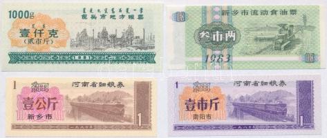 Kína ~1980-1990. 4db klf rizsjegy(?) T:I,I- China ~1980-1990. 4pcs of diff rice coupons(?) C:UNC,AU