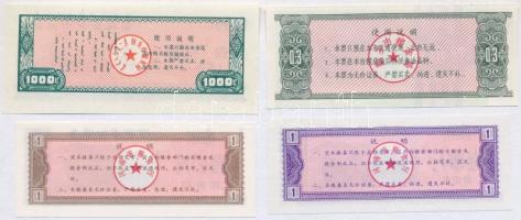 Kína ~1980-1990. 4db klf rizsjegy(?) T:I,I-
China ~1980-1990. 4pcs of diff rice coupons(?) C:UNC,AU