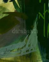 Zámbó Kornél (1938- ): Pecázók, tempera, papír, jelzett, paszpartuban, üvegezett fa keretben, 40,5×5...