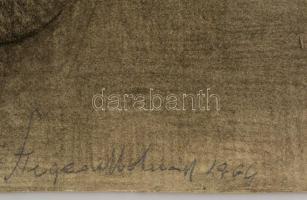 Szegedi Molnár Géza (1906-1970): Férfi portré. Szén, papír, jelzett, kis szakadással, 47x43 cm