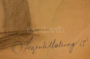 Szegedi Molnár Géza (1906-1970): Női akt. Szén, papír, jelzett, kis szakadással, 60x44 cm
