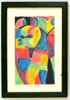 Cs. Németh Miklós (1934-2012): Asszonyok, akvarell, papír, jelzett, üvegezett keretben, 23×14 cm