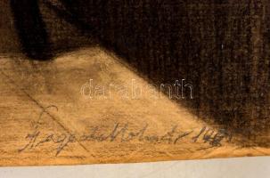 Szegedi Molnár Géza (1906-1970): Vasutas. Szén, papír, jelzett, kis szakadással, 60x44 cm