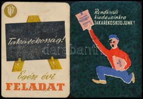 1956-1957 2 db takarékoskodást reklámozó kártyanaptár