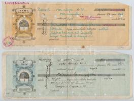 Budapest 1933-1943. 11db váltó bélyegekkel és bélyegzésekkel, egy részük lyukasztással érvénytelenítve T:III