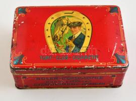 Turf-Club-Cigarette régi fém cigarettás doboz, kopásnyomokkal, 12x8x5 cm
