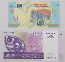 Madagaszkár 2004. 1000A + 2017. 100A T:I-
Madagascar 2004. 1000 Ariary + 2017. 100 Ariary C:AU