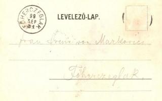 1899 Mohács, Széchenyi tér piaccal nagymosáskor, Kossuth Lajos utca. Weiser Miksa kiadása (EK)