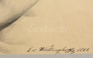 Wiettinghoff Evald (1826-1882): Antik fej portrék 1864. Ceruza, papír, jelzett, paszpartuban, 21×50 ...