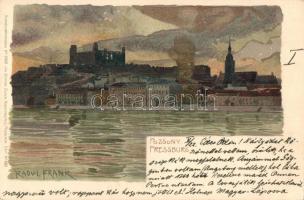 12 db régi Raoul Frank litho városképes művészlap jó állapotban: Pozsony, Trieszt, Zágráb, Fiume, Po...