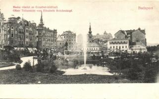 Budapest I. Tabán az Erzsébet hídfőnél, Döbrentei tér, Rácz fürdő, Keller Ignácz tabáni sör és borcsarnoka, Divald Károly 670. 1907