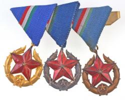 1951. Közbiztonsági Érem arany-, ezüst és bronz fokozata (3xklf) a rendőrség tagjai részére T:2