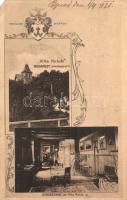 Budapest XII. Villa Holub és ebédlő, belső, címer. Istenhegyi út 11. Kiadja J. Holub, Art Nouveau (EM)