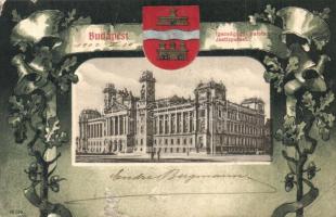 Budapest V. Igazságügyi palota. Címeres szecessziós litho keret. Art Nouveau (EK)