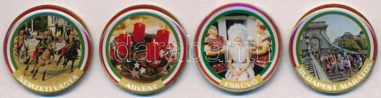 2009- 200Ft (4x) hátoldalán festett multicolor "Hagyomány és ünnep - Nemzeti vágta, Advent, Esküvő, Budapest Maraton" T:2