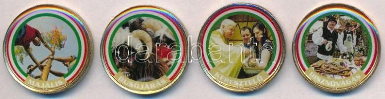 2002- 1E (4x) hátoldalán festett multicolor "Hagyomány és ünnep - Majális, Busójárás, Keresztelő, Disznóvágás" T:2