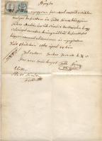 1864. Nyugta 12kr okmánybélyeggel és 2kr hirdetménybélyeggel / Quittung mit 1kr Stempelmarke + 1kr Ankündigungsstempelmarke