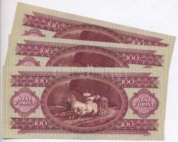 1949. 100Ft (3x) közte 2db sorszámkövető és 1db közeli sorszám T:I-,II