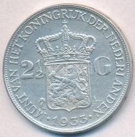 Hollandia 1933. 2 1/2G Ag "Wilhelmina I" T:2 Netherlands 1933. 2 1/2 Gulden Ag "Wilhe...