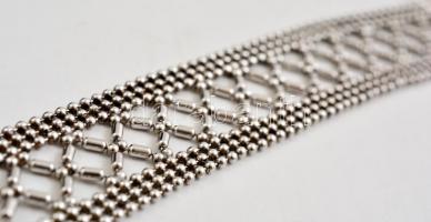 Ezüst(Ag) széles mintás karkötő, h: 19,5 cm, nettó: 20 g