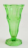 Dekoratív öntött üveg váza, jelzés nélkül, hibátlan, m: 25,5 cm