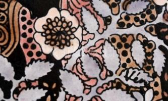 Vén Edit (1937-): Pár. Festett mázas csempekép, jelzett, keretben, 14×14 cm