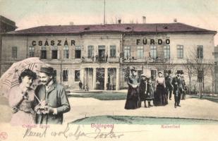 Budapest II. Császár fürdő, úriember és hölgy montázs (ázott sarok / wet corner)