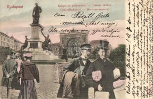Budapest VII. Központi (Keleti) pályaudvar, Baross szobor, úriember montázs (EK)