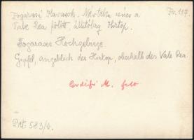 cca 1910 Fogarasi-havasok, névtelen csúcs a Valea Rea fölött, Erdélyi Mór felvétele, hátulján felira...