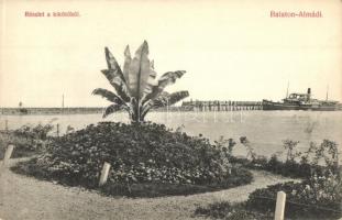 Balatonalmádi, Kikötő, gőzhajó. Pethe Viktor kiadása (EK)