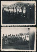 1941 Ferencváros - GYAC játékosai, 2 db fotó, feliratozva, 6x8,5 cm