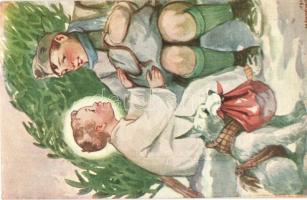 4 db RÉGI Márton L. cserkész művészlap / 4 pre-1945 scout art postcards signed by Márton L