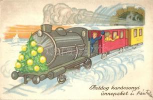6 db RÉGI gyerek motívumlap közlekedési eszközökkel / 6 pre-1945 children motive postcards with means of transport