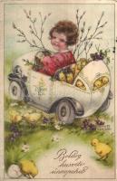 6 db RÉGI gyerek motívumlap közlekedési eszközökkel / 6 pre-1945 children motive postcards with mean...