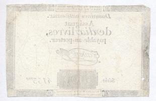 Franciaország 1792. 10L "Assignata" vízjellel és szárazpecséttel T:III- vágott,ly.
France...
