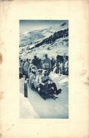 2 db RÉGI szánkózás, téli sport motívumlap, egy fotó képeslap / 2 pre-1945 sledding, winter sport mo...