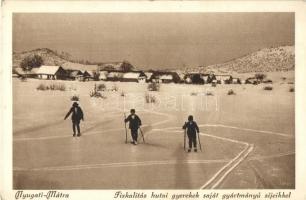 3 db RÉGI sport motívumlap; mátrai síelők, balatoni jégvitorlások, katonai súlylökés / 3 pre-1945 sp...