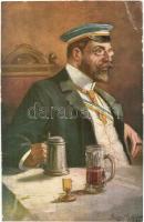 17 db RÉGI sör és bor motívumlap / 17 pre-1945 beer and wine motive postcards