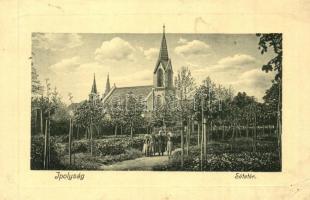 Ipolyság, Sahy; Sétatér, Evangélikus templom. W. L. Bp. 4752. / promenade park, church (EK)