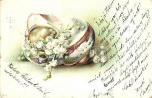 2 db RÉGI kagylós litho művészlap / 2 pre-1945 litho art postcards with shells