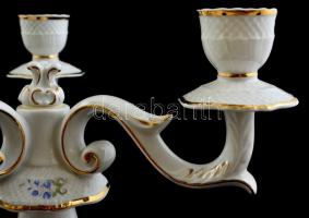 Hollóházi hármas gyertyatartó, matricás, jelzett, hibátlan, m:30 cm, 24×24 cm