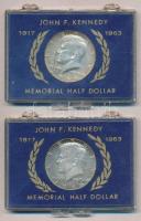Amerikai Egyesült Államok 1966-1968D 1/2$ Ag Kennedy (2xklf) mindkettő plasztik tokban T:1- USA 1966-1968D 1/2 Dollar Ag Kennedy (2xdiff) both in plastic case C:AU