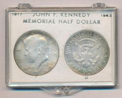 Amerikai Egyesült Államok 1964-1964D 1/2$ Ag Kennedy (2xklf) plasztik tokban T:1- USA 1964-1964D 1/2 Dollar Ag Kennedy (2xdiff) both in plastic case C:AU