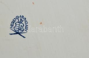 Herendi Eton mintás apró süteményes készlet, kézzel festett, jelzett, hibátlan, d:16,5 cm ( 6×), 36,...